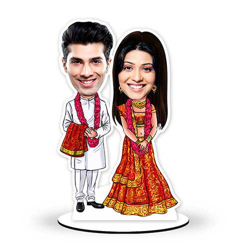 Indian Married Couple Caricature - Foto Factory Gifts
